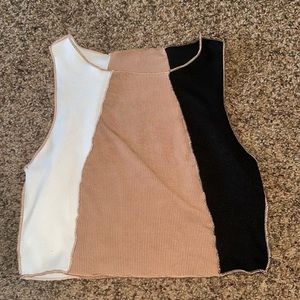 Stitch trim Rib-knit Colorblock Tank